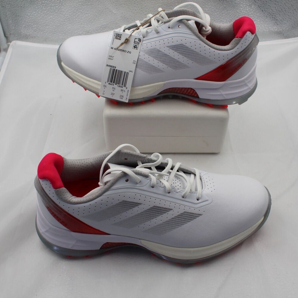 Adidas Women's Adizero ZG White/Silver/Lucid Red Golf Shoes Size 7 - IH9889